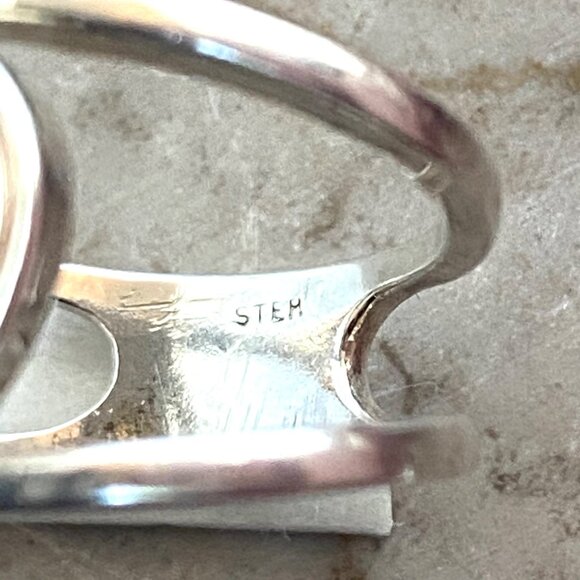 Sterling Silver 925 Round Faceted Citrine Gemstone Horseshoe Ring Sz 6.5 - Picture 9 of 16